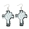 304 Stainless Steel Dangle Earrings, with Acrylic Pendant, Hands, Black, 66mm