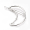 Alloy Brooches, For Scarf Clip, Cadmium Free & Lead Free, Moon, Platinum, 51x39mm