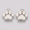 Brass Pendants, Dog Paw Prints, Platinum, 17x14x2mm, Hole: 2mm