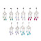 Long Chain with Transparent Glass Beads Dangle Stud Earrings, 304 Stainless Steel Jewelry for Women, Raining Cloud, Mixed Color, 66mm, Pin: 0.9mm