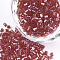 Grade A Glass Seed Beads, Hexagon(Two Cut), Transparent Colours Lustered, Dark Red, 1.5~2.5x1.5~2mm, Hole: 0.8mm, about 2100pcs/bag, 450g/bag