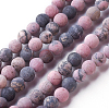 Frosted Natural Rhodonite Round Bead Strands G-E487-12-8mm-1