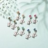 Natural Gemstone Half Round with Alloy Fairy Front Back Stud Earrings EJEW-JE04947-2