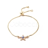 Crystal Rhinestone Link with Enamel Evil Eye Slider Bracelet BJEW-JB08629-4