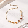 Natural Amber Beads Link Bracelets BJEW-JB13484-01-1