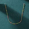 304 Stainless Steel Colorful Enamel Ball Chain Necklaces for Women NJEW-K255-44G-1