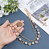 Alloy & Imitation Pearl & Colorful Acrylic Rhinestone Heart Link Double Layer Chains for Pants AJEW-ME0002-81-3