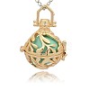 Golden Tone Brass Hollow Round Cage Pendants KK-J227-04G-1