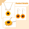 FIBLOOM Sunflower Jewelry Set with Imitation Pearl Beaded SJEW-FI0001-30-3