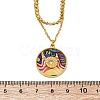 304 Stainless Steel & Plastic Colorful Flat Round Pendant Double Layer Necklaces for Women NJEW-U032-05G-5