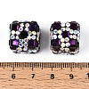 Polymer Clay Rhinestone Beads with Square Acrylic CLAY-T022-03C-3
