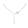 Flower Natural Cultured Freshwater Pearl Pendant Necklaces NJEW-TA00223-2