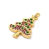 Christmas Series Brass Micro Pave Cubic Zirconia Pendants KK-Q010-01G-06-2