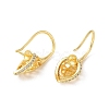 Leaf Shape Rack Plating Brass Micro Pave Cubic Zirconia Earrings Hooks KK-E084-45G-2