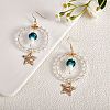 Glass Beaded Big Circle Dangle Earrings EJEW-SW00015-03-4