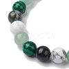 8.5mm Round Natural Moss Agate & Howlite & Natural Green Aventurine & Synthetic Malachite Bead Stretch Bracelets for Women BJEW-JB10944-04-3