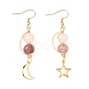 3 Pairs Gemstone Moon & Star Dangle Earrings EJEW-JE06707-4