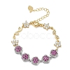Brass Micro Pave Cubic Zirconia Link Chain Bracelets for Women BJEW-C156-04C-01GP-4
