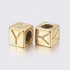 304 Stainless Steel Large Hole Letter European Beads STAS-H428-01G-Y-2