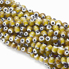 Handmade Evil Eye Lampwork Round Bead Strands LAMP-L055-8mm-02-1