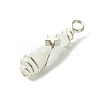 2Pcs Electroplated Natural Quartz Crystal Dyed Copper Wire Wrapped Pendants PALLOY-JF03163-02-4