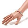 Flat Round with Letter Beaded Stretch Bracelet for Women BJEW-JB07553-01-3