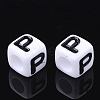 Acrylic Horizontal Hole Letter Beads X-PL37C9129-P-2