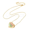 304 Stainless Steel Enamel Heart with Flower Pendant Necklaces for Women NJEW-D347-01G-01-4