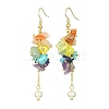 Natural & Synthetic Mixed Gemstone Chips & Shell Pearl Dangle Earrings EJEW-TA00274-1