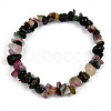 Unisex Chip Natural Tourmaline Beaded Stretch Bracelets BJEW-S143-43-2