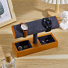 T-Shaped Bar Wood with Velvet Watch Organizer Display Stands with Rectangle Trays for Rings Necklaces Earrings ODIS-PH0009-16B-4