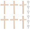 6Pcs Wooden Cross Wall Decoration AJEW-GO0002-23B-1