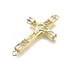 Brass Micro Pave Clear Cubic Zirconia Religion Crucifix Cross Connector Charms KK-Z100-22G-01-2