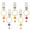 Handmade Mushroom Lampwork & Wood Beaded Credit Card Clip Puller AJEW-PH01529-1