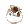 Planet Natural Amethyst & Tiger Eye & Citrine & Apatite & Green Aventurine Finger Rings RJEW-TA00165-6