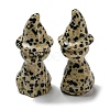 Natural Dalmatian Jasper Carved Healing Cat with Witch Hat Figurines DJEW-D012-07J-2