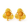 Leaf Brass Stud Earring Findings with Round Tray KK-G502-09G-1