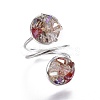 Electroplate Glass Cuff Rings RJEW-JR00248-05-1