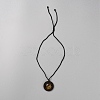 Natural Tiger Eye & Wood Flower Pendant Necklace with Adjustable Nylon Cords NJEW-WH0002-118A-2
