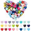 96Pcs 24 Colors Heart Food Grade Eco-Friendly Silicone Beads SIL-PH0001-30-1