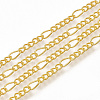 Brass Coated Iron Figaro Chain Necklace Making MAK-T006-03G-2