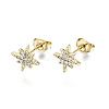 Brass Micro Pave Clear Cubic Zirconia Stud Earrings EJEW-T046-28G-NF-1