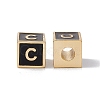 Rack Plating Brass Enamel Beads KK-B060-04G-01C-1