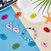 98Pcs 7 Colors Printed Wood Beads WOOD-SC0001-68-4