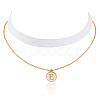 Alloy Enamel Letter Pendant Single Face White Velvet Ribbon & Brass Chain Double Layered Choker Necklaces NJEW-TAC0034-2