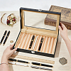 Black PU Leather Pen Organizer Boxes with Clear Glass Visible Window Lid CON-WH0107-129A-3