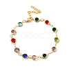 304 Stainless Steel Glass Link Chain Bracelets for Women BJEW-V010-01G-4