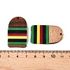 Jamaican Colour Epoxy Resin & Walnut Wood Pendants RESI-N039-122R-3