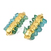 Electroplated Two Tone Natural Quartz Crystal Nuggets Beaded Connector Charms KK-H516-18G-03-2
