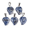 Natural Blue Spot Jasper Heart Pendants G-H073-03P-07-1